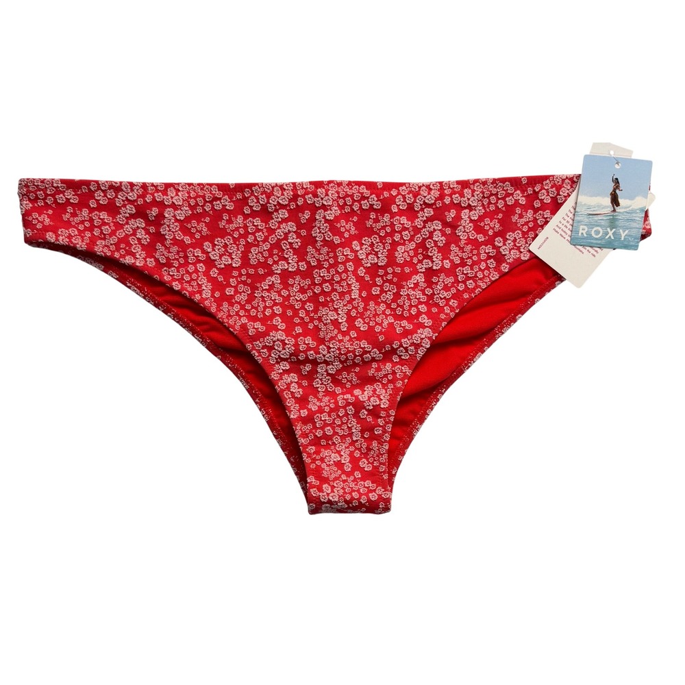 Roxy Margarita Moderate Bikini Bottoms Red Floral Print XXL